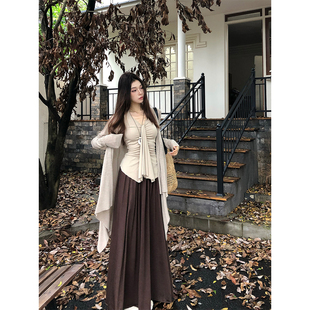 两件套挂脖背心半身裙 女秋季 MaxMooroe娇姿温柔乡%高级感法式 套装