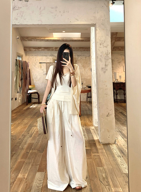 MaxMooroe淡人的舒适感%夏日薄款雪纺阔腿裤女夏宽松显瘦直筒长裤