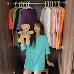 實拍 小視頻 2021新款春夏百搭純色寬鬆短袖打底衫T恤