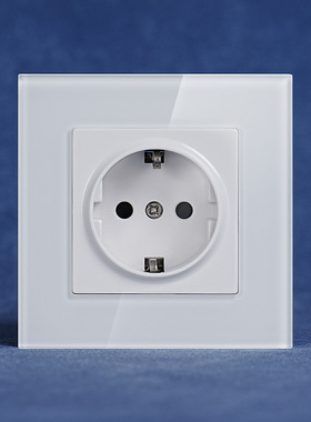 白色德国插座CE欧标G钢化玻璃86型德插16A wall socket开关单双控