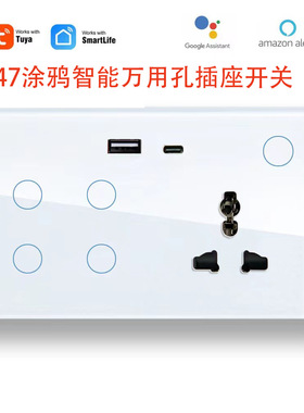 147规格涂鸦Wifi万用孔插座4路开关USBPD20W充电智能控制控电快充
