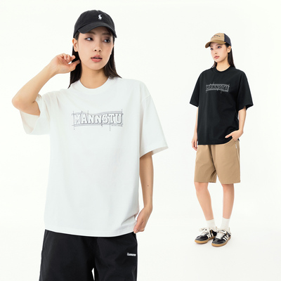 MANNSTU   夏季新款美式宽松圆领短袖T恤男字母印花情侣休闲半袖T