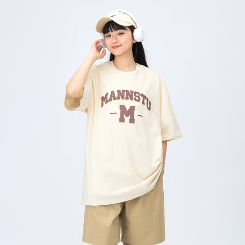 落肩袖圆领短袖T恤女男女同款