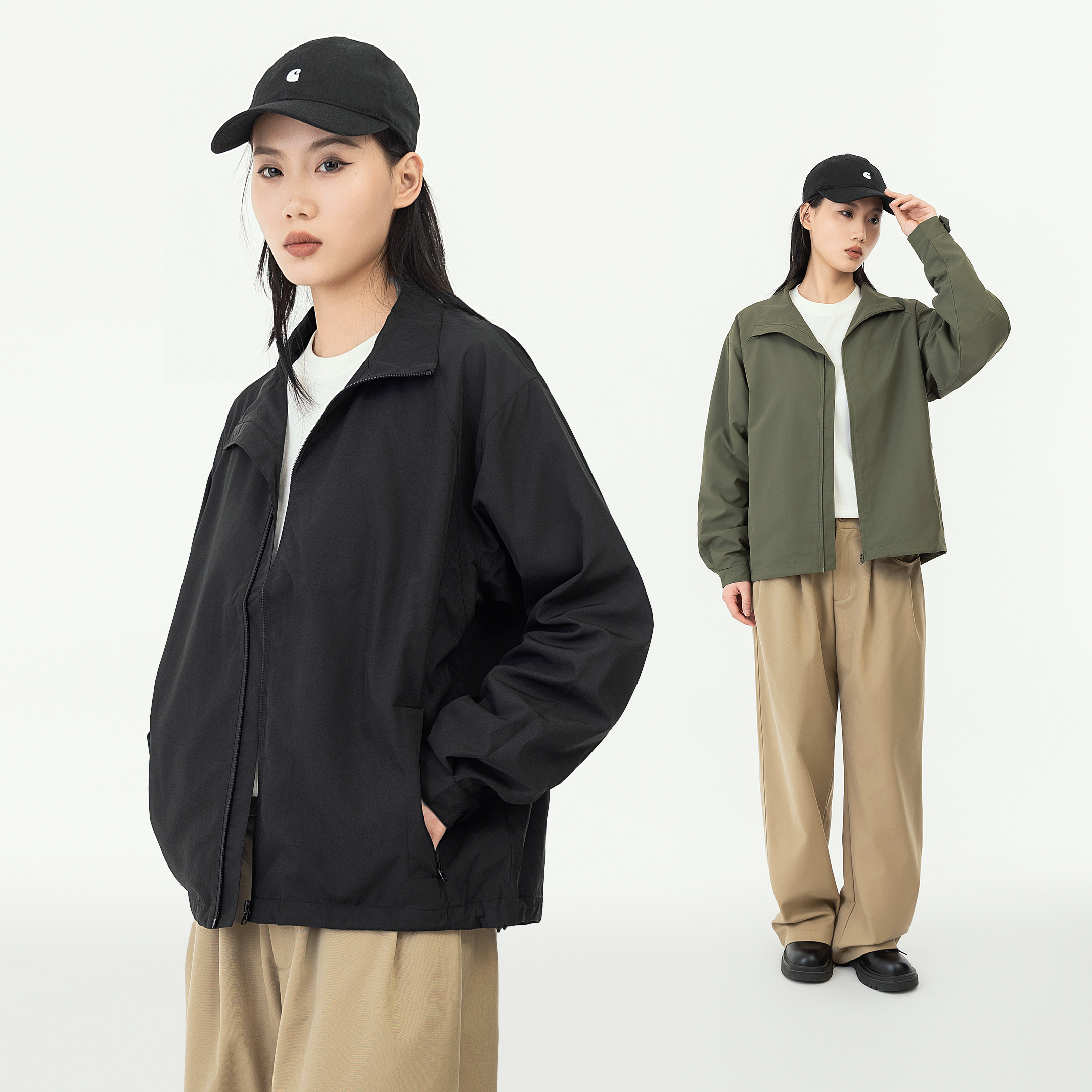 MANNSTU 2025秋冬新款中性休闲宽松教练夹克男情侣装翻领外套女