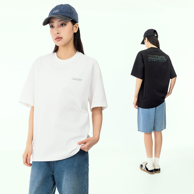 MANNSTU 索罗娜夏季落肩袖短袖女 宽松休闲中性印花字母短袖T恤男