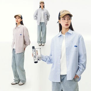 衬衣女BF风休闲衬衫 日系街头潮流中性条纹长袖 上衣男 春季 MANNSTU