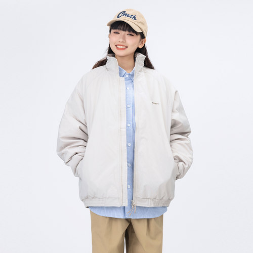 MANNSTU 2025春季新款日系简约刺绣立领夹克女复古休闲宽松短外套