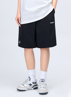 MANNSTU 夏季休闲工装直筒短裤女日系复古街头中性字母刺绣五分裤