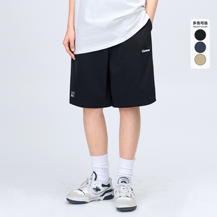 女日系复古街头中性字母刺绣五分裤 MANNSTU 直筒短裤 休闲工装 夏季