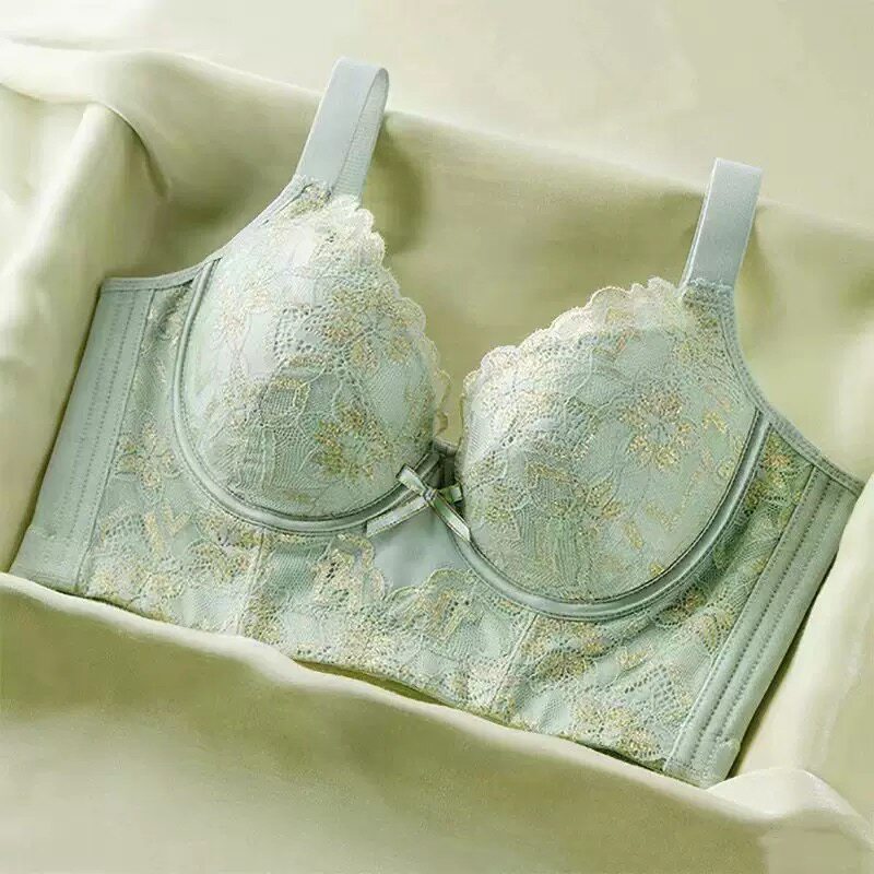 薄款内衣女大胸显小调整形收副乳塑形矫正防下垂六排扣大码文胸罩