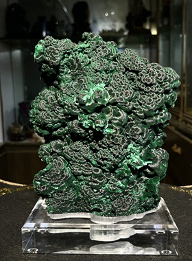 天然绒毛针状孔雀石原石摆件矿物标本奇石观赏石收藏装饰乔迁送礼