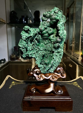 天然绒毛针状孔雀石原石摆件矿物标本奇石观赏石收藏装饰乔迁送礼