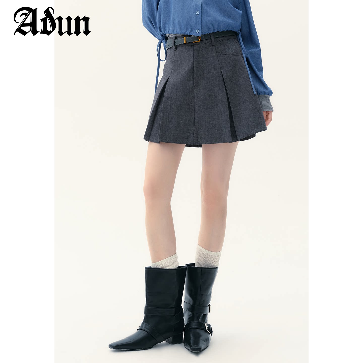 Abun【商场同款】2026秋季新品短款百褶半身裙裤女高腰显瘦
