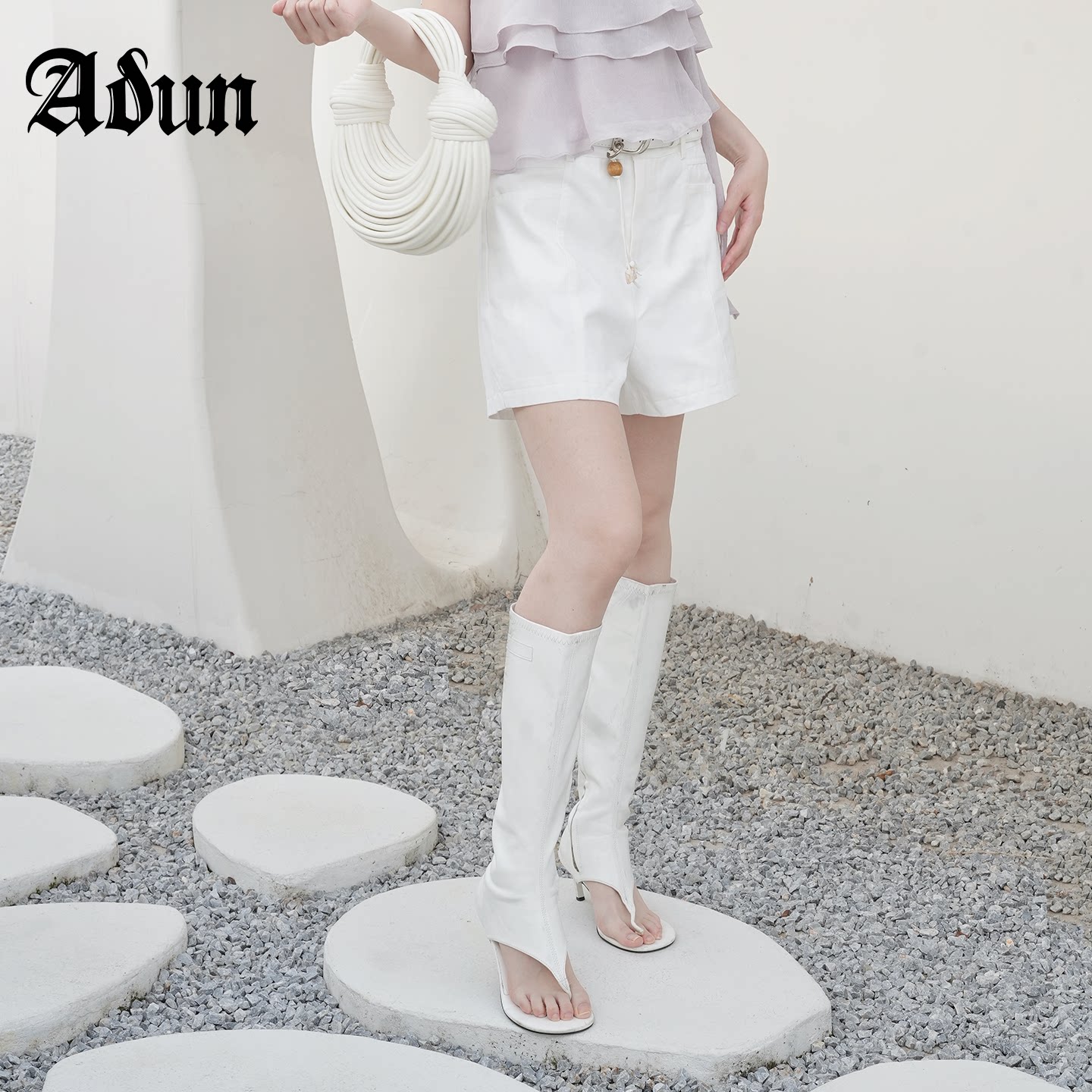 Abun【商场同款】2026年夏季新品白色高腰 A 字流苏设计感短裤