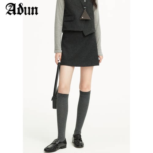 Abun【商场同款】2026冬季新品通勤高腰A字包臀短裙