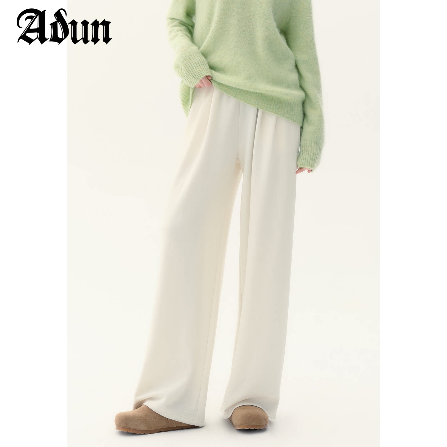Abun【商场同款】2025年秋季新品纯色简约休闲裤女收腰显瘦