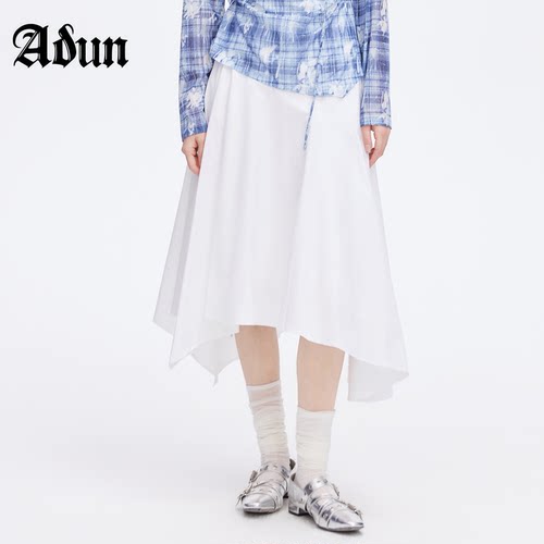 Abun【商场同款】2026年秋季新品白色不规则 A字显瘦百搭半身裙女