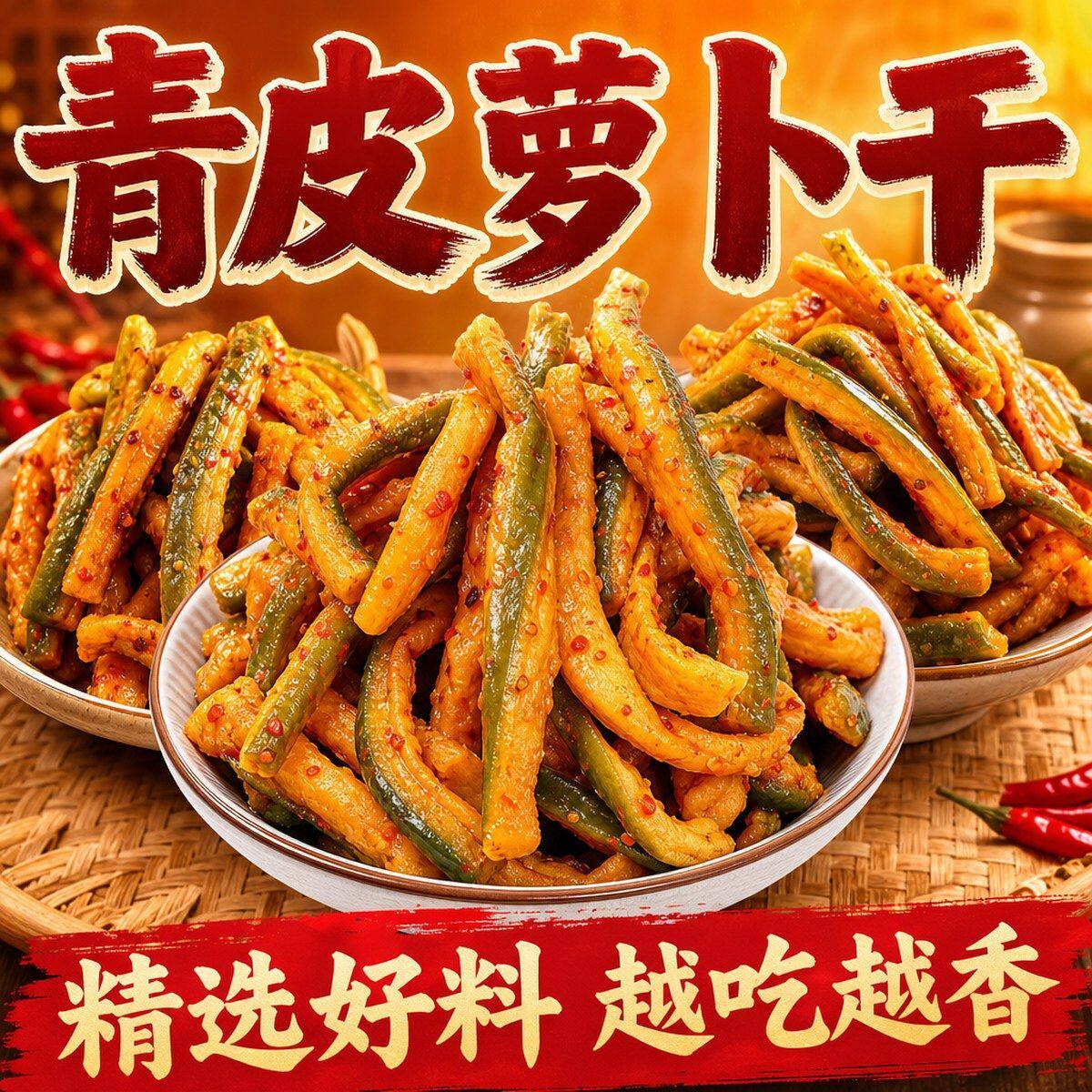 【即食】青皮萝卜干甜辣香脆青萝卜咸菜下饭农家川味开胃酱菜咸菜