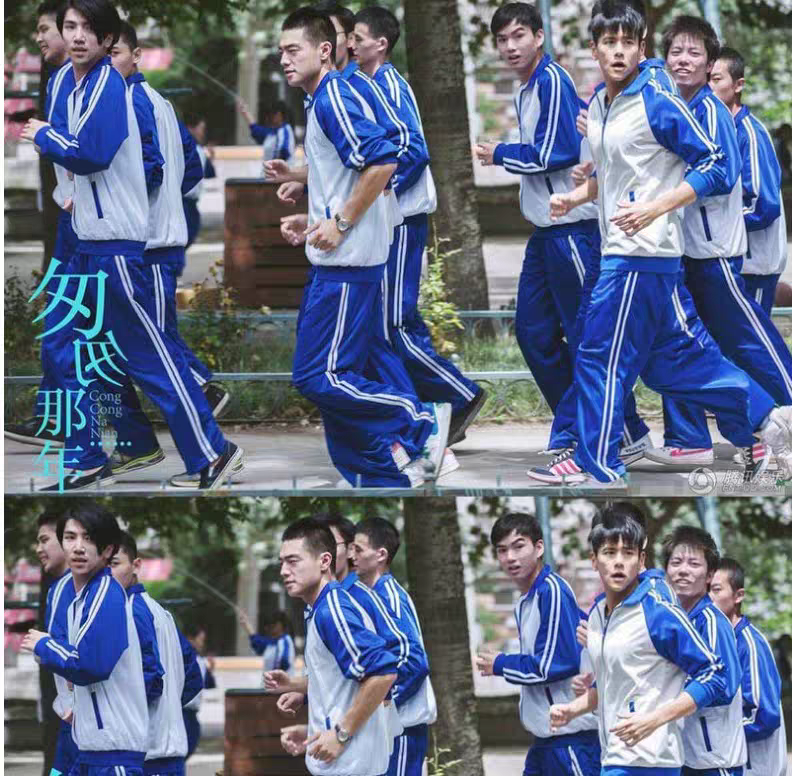 校服同款蓝白套装男女高中生初中学生班服短袖长裤外套装