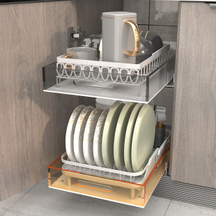 橱柜咖啡色加厚耐压款托盘带拖底轨道深柜改造柜内收纳抽屉带滑轨