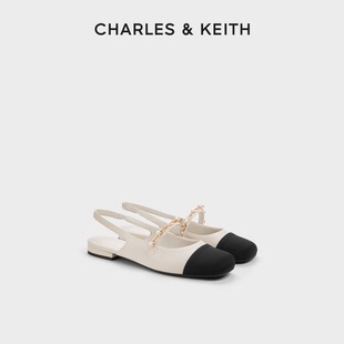 CHARLES＆KEITH夏季 女鞋 CK1 70900382女士珠链绊带小香风平跟凉鞋