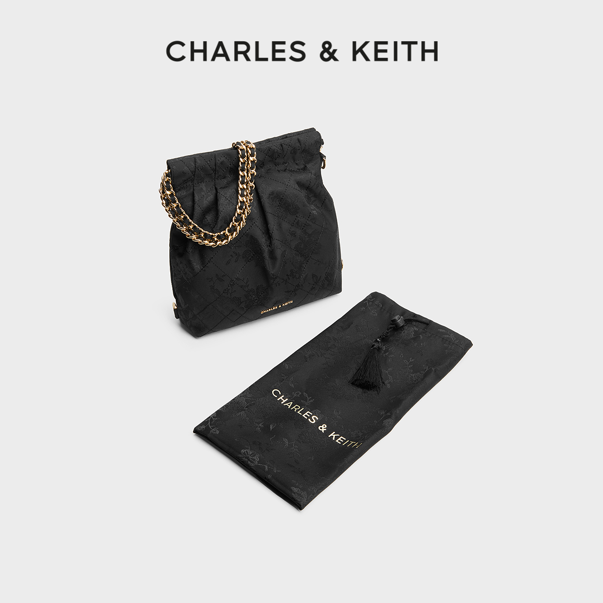 CHARLESKEITH提花链条中式流浪包