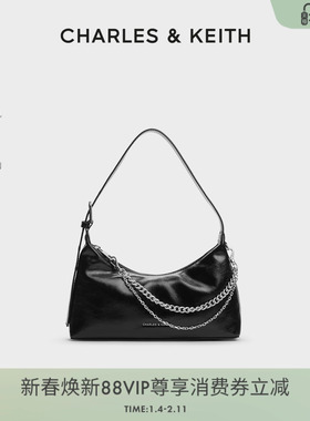 CHARLES&KEITH秋冬女包CK2-40782472柔软拉链式单肩褶皱腋下包女