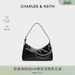 CHARLES&KEITH秋冬女包CK2 单肩褶皱腋下包女 40782472柔软拉链式