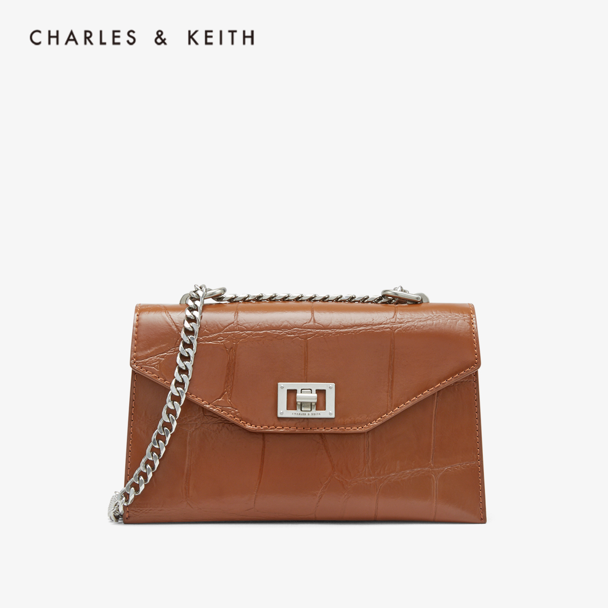 CHARLES&KEITH2020春新品CK2-80781149金属扣饰链条翻盖单肩包女