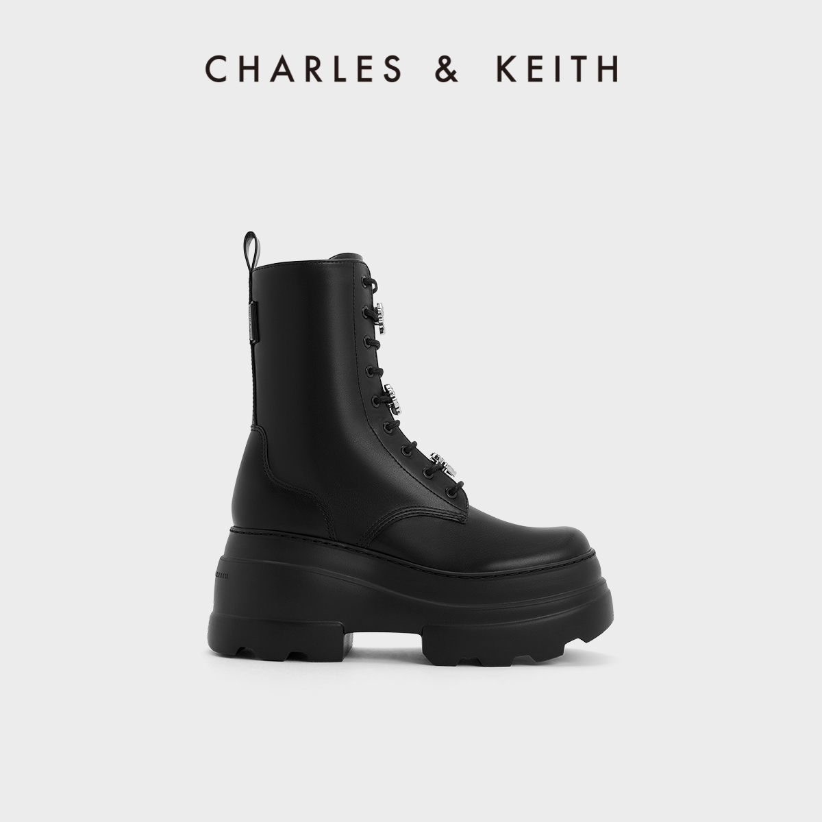 【双11同价】CHARLES＆KEITH23新款CK1-90280051英伦风系带马丁靴