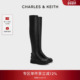 CHARLES&KEITH冬女靴CK1 90360398厚底加绒过膝靴长筒瘦瘦靴女