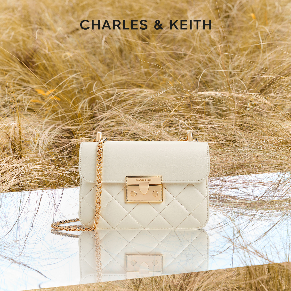 CHARLES&KEITH菱格链条小方包