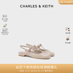 70900515平底方头T字玛丽珍包头凉鞋 CK1 CHARLES&KEITH24夏新款