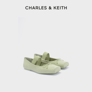 单鞋 71720085蝴蝶结平底方头芭蕾舞鞋 CK1 CHARLES&KEITH秋冬女鞋