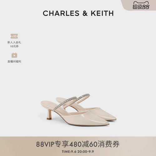 穆勒拖鞋女CHARLESKEITH亮钻尖头