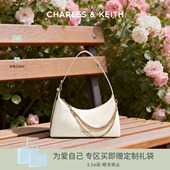 单肩褶皱腋下包女 40782472柔软拉链式 CHARLES&KEITH春季 女包CK2