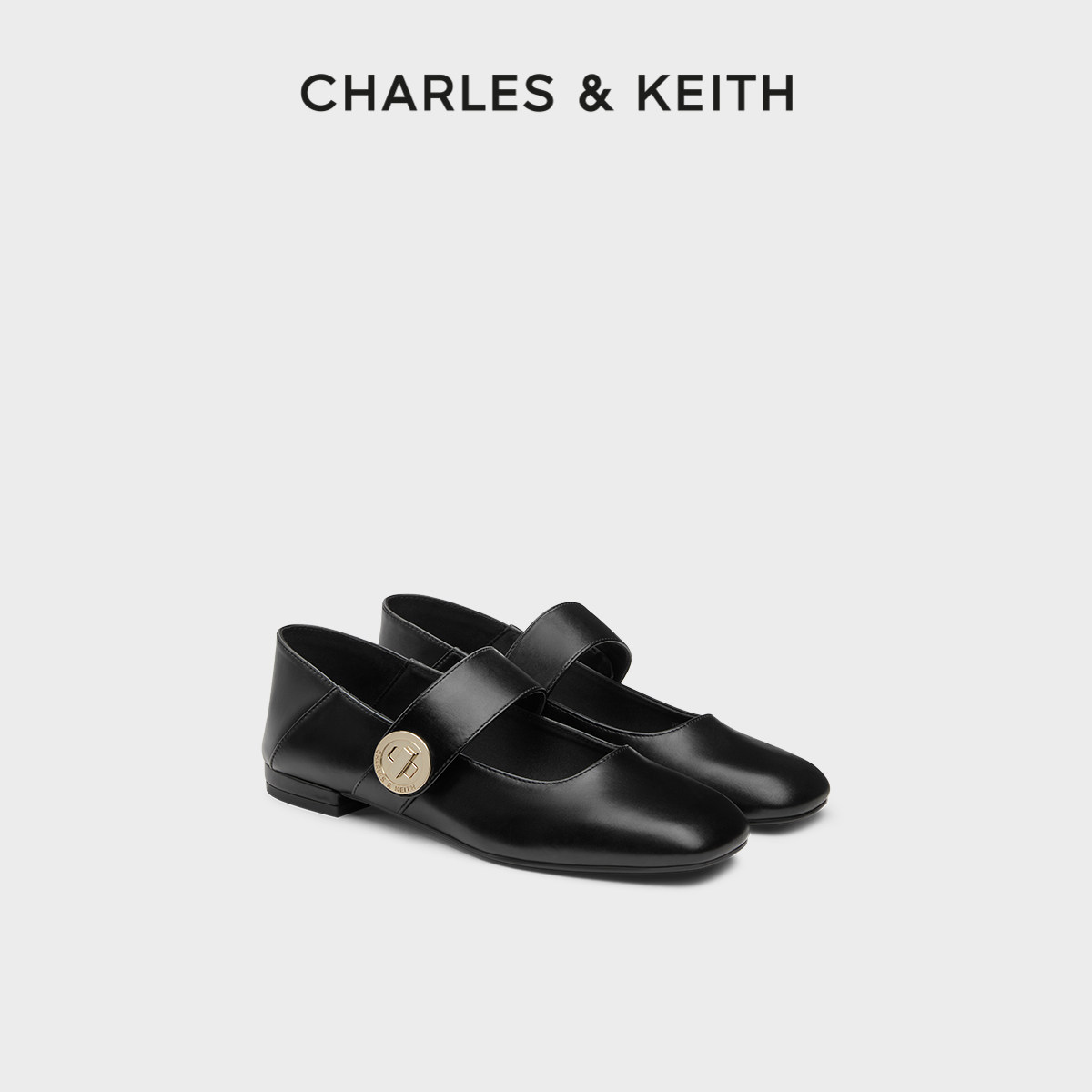 CHARLES&KEITH夏季女鞋CK1-70920166金属圆扣两穿平底玛丽珍鞋