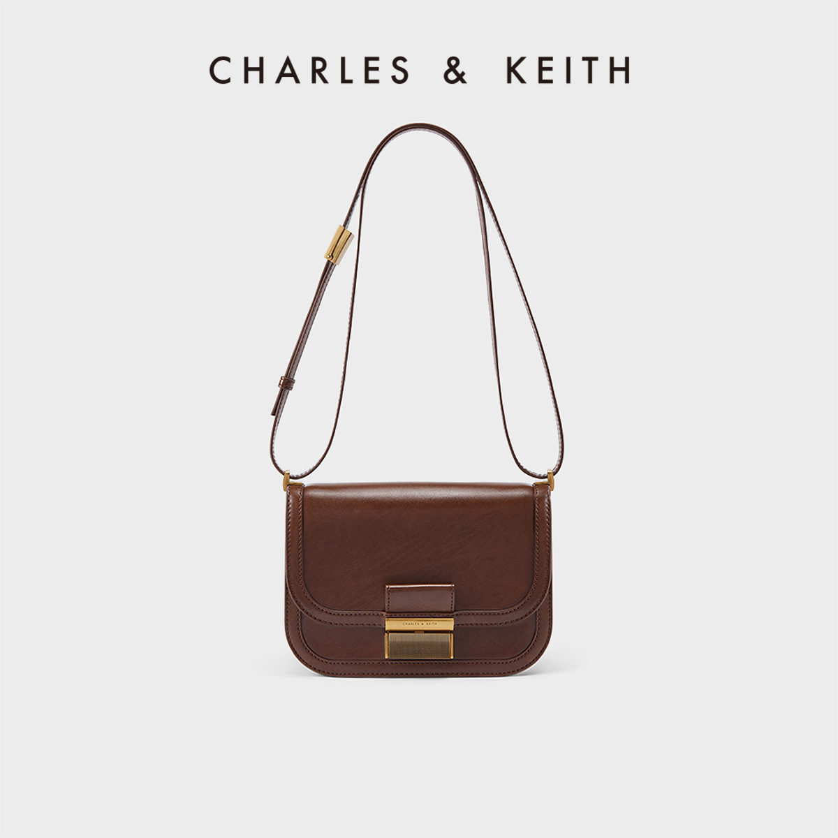 CHARLES＆KEITH秋冬女包CK2-80781400金属扣Charlot豆腐包单肩包
