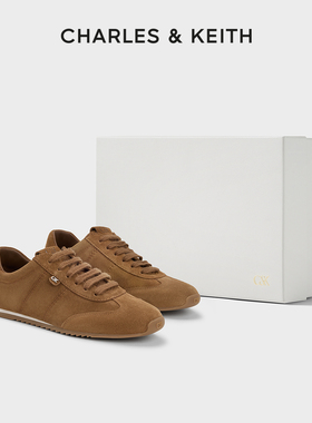 CHARLES&KEITH25秋季新款SL1-71650003真皮复古薄底德训鞋休闲鞋