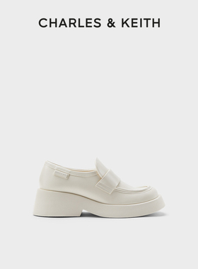 CHARLES&KEITH春季女鞋CK1-70920133简约厚底圆头乐福鞋女鞋