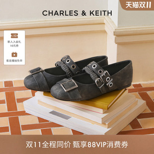 赵今麦同款CHARLES＆KEITH时尚玛丽珍鞋方扣芭蕾鞋CK1-70920235