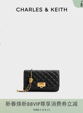 CHARLES&KEITH秋女包CK2-70160131菱格链条单肩斜挎包小方包婚包