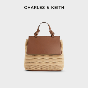 CHARLES&KEITH24夏季新款CK11-60782356时尚拼色编织包双肩背包女