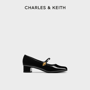 复古粗跟玛丽珍鞋 60361427法式 女 CK1 CHARLES＆KEITH秋冬女鞋