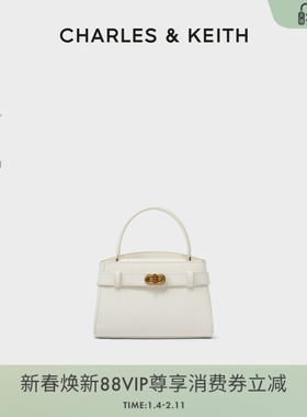 CHARLES&KEITH秋冬女包CK2-50270880小号金属扣带饰手提凯莉包女