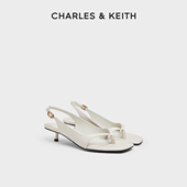 CK1 60920392 1法式 CHARLES&KEITH秋冬女鞋 方头小猫跟夹趾凉鞋 女