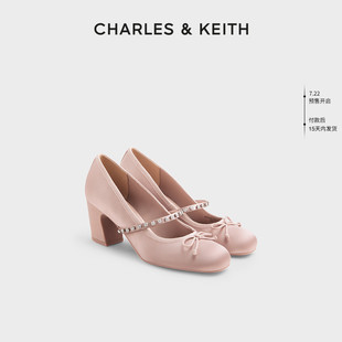 女 CHARLES&KEITH夏季 女鞋 CK1 60280448亮钻一字带高跟玛丽珍鞋