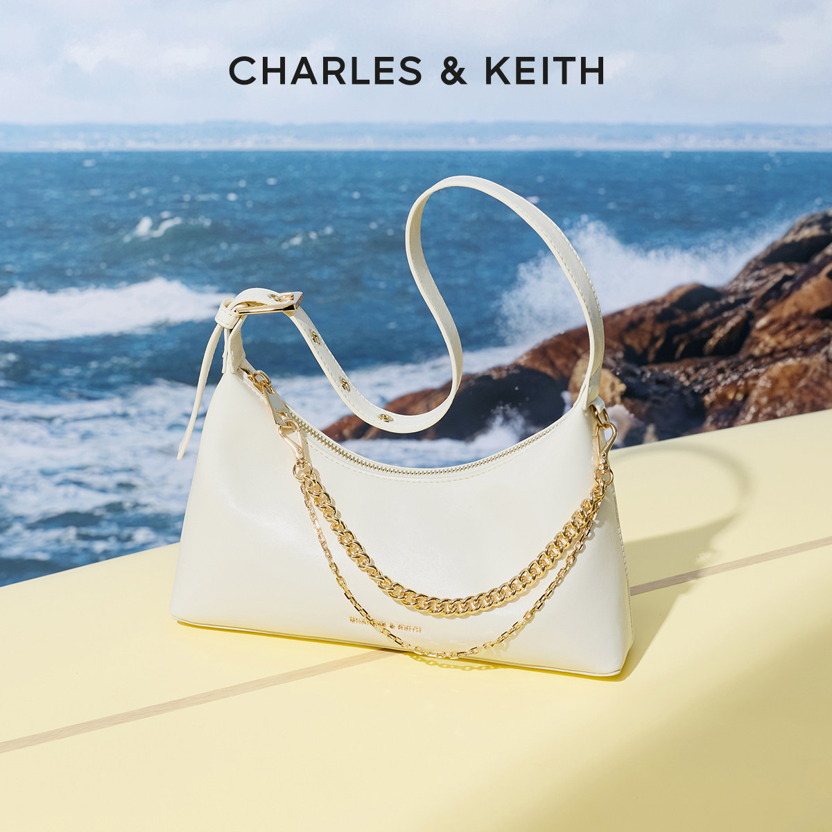 【毕业礼物】CHARLES&KEITH女CK2-40782472柔软褶皱单肩腋下包女