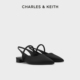 70900487法式 CHARLES&KEITH24春新款 亮钻一字带平底尖头凉鞋 CK1