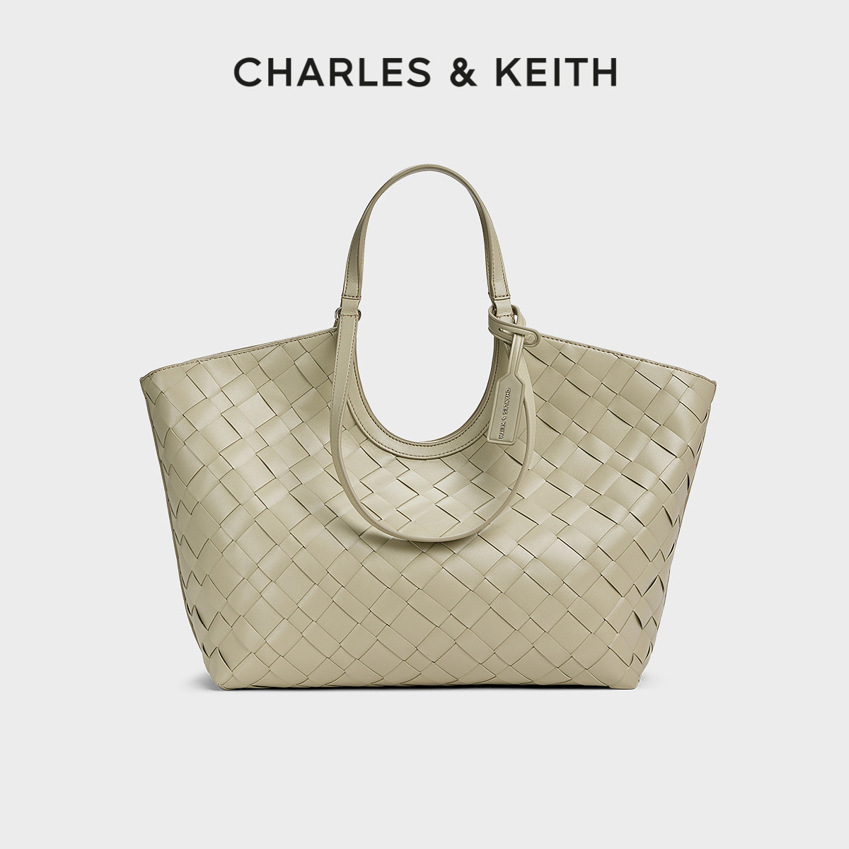 CHARLES&KEITH26夏新款CK2-30701583复古编织大容量托特包腋下包